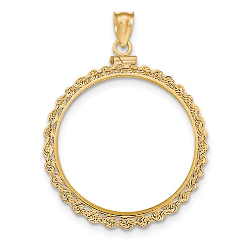 14kt Yellow Gold Rope Screw Top Bezel for 1 Oz American Eagle Coin