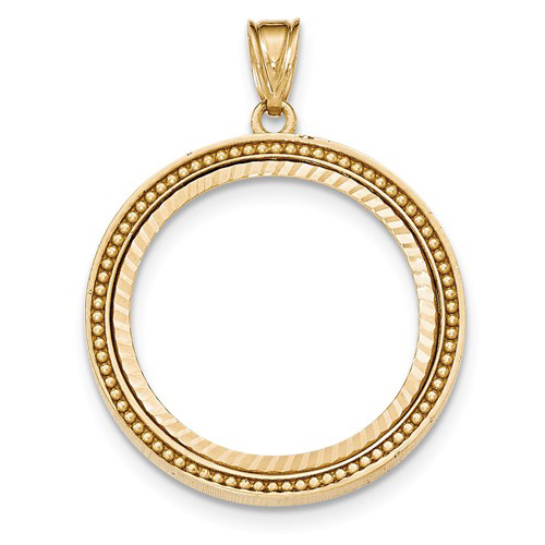 14kt Yellow Gold Beaded Prong Set Bezel for 1/2 Oz American Eagle Coin