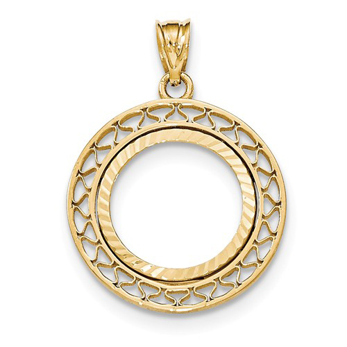 14kt Gold Fancy Wire Prong Set Bezel for 1/10 Oz American Eagle Coin