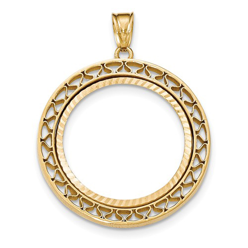 14kt Gold Fancy Wire Prong Set Bezel for 1/2 Oz American Eagle Coin