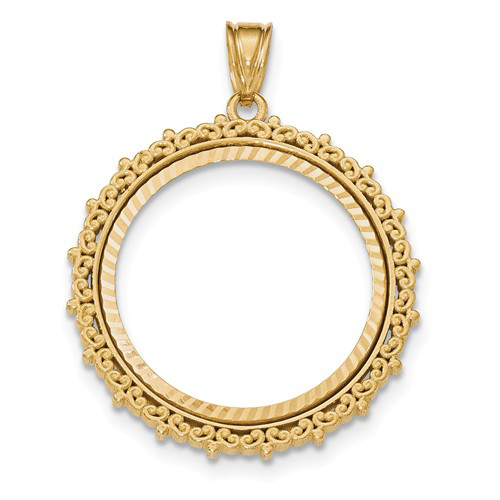 14kt Yellow Gold Floral Prong Set Bezel for 1/2 Oz American Eagle Coin