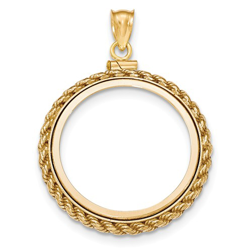 14k Yellow Gold Screw-top Rope Bezel for 1/2 Oz Panda Coin 200 Yuan