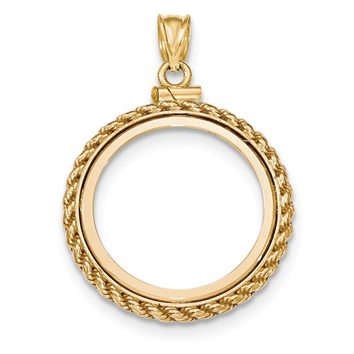 14k Yellow Gold Screw-top Rope Bezel for 1/4 Oz Panda Coin 100 Yuan