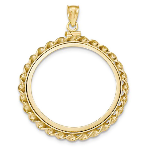 14k Gold Twisted Wire Screw Top Bezel for 1 oz American Eagle Coin