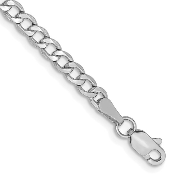 14kt White Gold 24in Hollow Curb Link Chain 3.3mm BC103-24