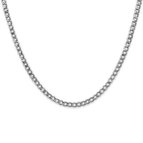 14kt White Gold 18in Hollow Curb Link Chain 3.3mm