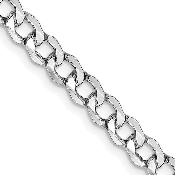 14kt White Gold 20in Hollow Curb Link Chain 4.3mm