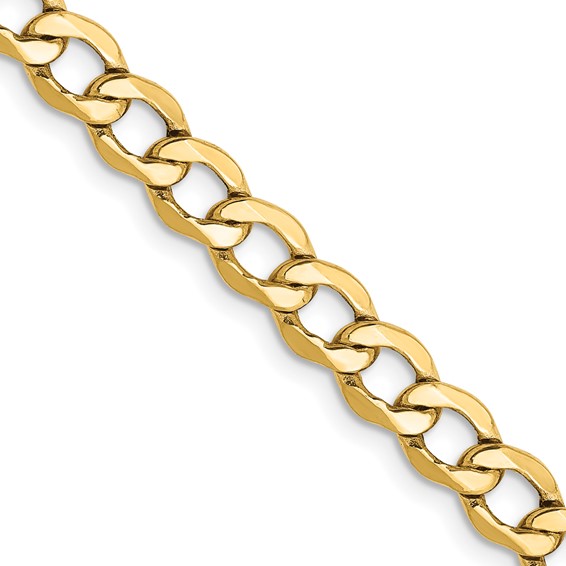 14kt Yellow Gold 24in Hollow Curb Link Chain 5.2mm