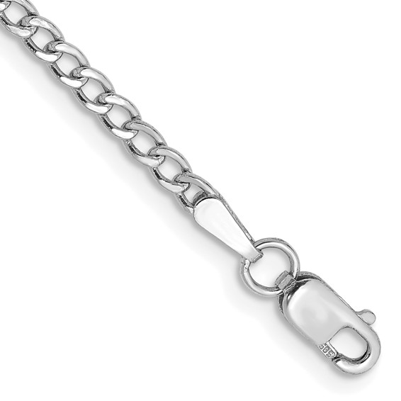 14kt White Gold 24in Hollow Curb Link Chain 2.5mm