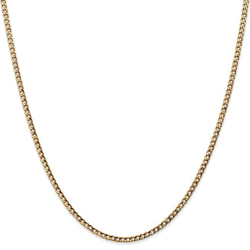 14kt Yellow Gold 24in Hollow Curb Link Chain 2.5mm