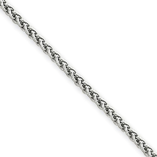 14kt White Gold 18in Hollow Wheat Chain 1.5mm