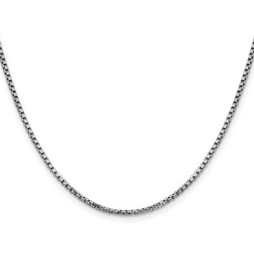 14k White Gold 20in Semi-solid Round Box Chain 1.75mm