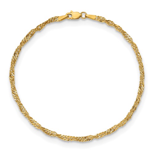 14k Yellow Gold Singapore Link Anklet 10in