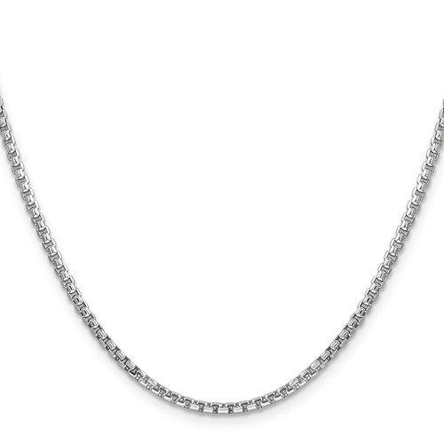 14k White Gold 22in Hollow Round Box Chain 2.4mm