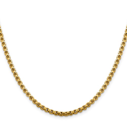 14k Yellow Gold 18in Hollow Round Box Chain 3.6mm