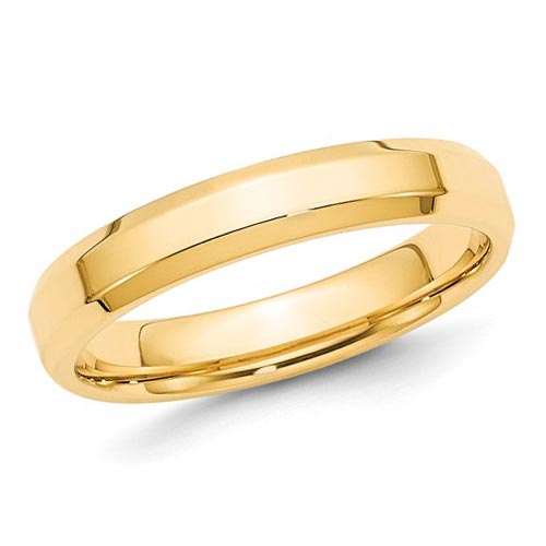 14kt Yellow Gold 4mm Bevel Edge Comfort Fit Wedding Band