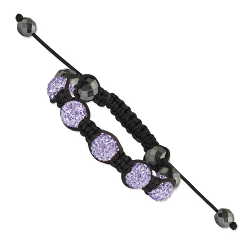 Hematite and Light Purple Crystal Beads Cord Bracelet