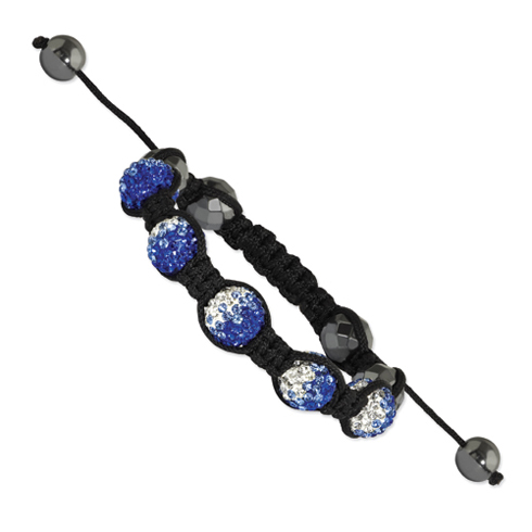 Hematite Clear Blue Royal Blue Crystal Beads Nylon Bracelet