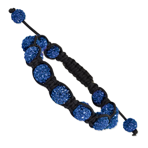 10mm Royal Blue Crystal Beads Black Cord Bracelet