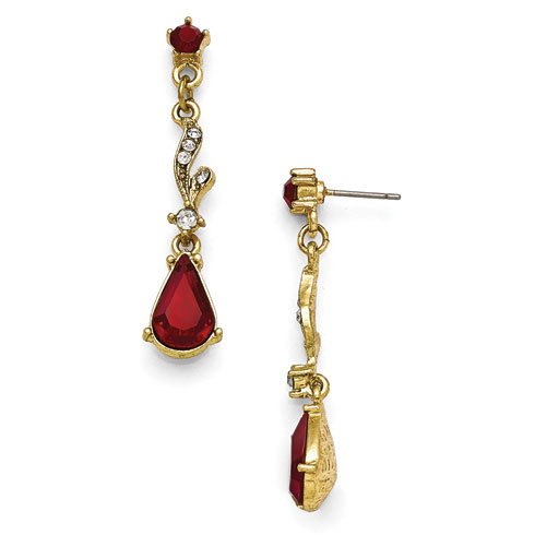 Gold-tone Downton Abbey Red Crystal Linear Post Earrings