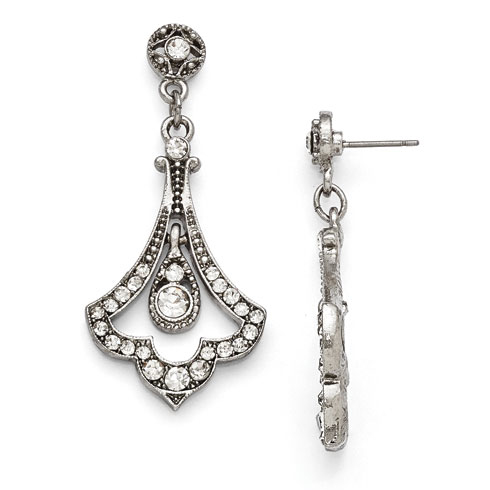 Silver-tone Downton Abbey Crystal Bell Drop Earrings