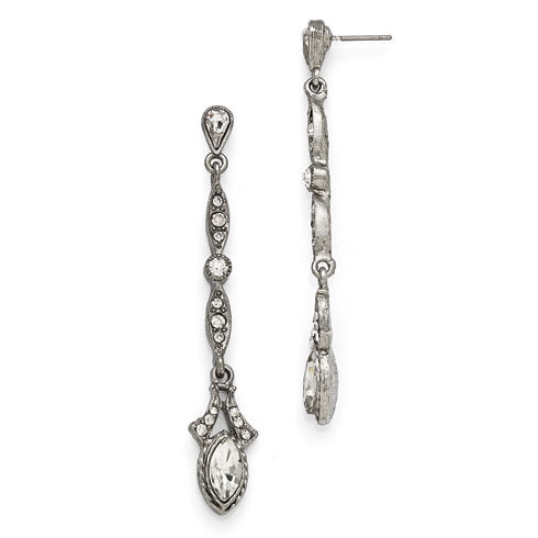 Silver-tone Downton Abbey Crystal Linear Drop Earrings