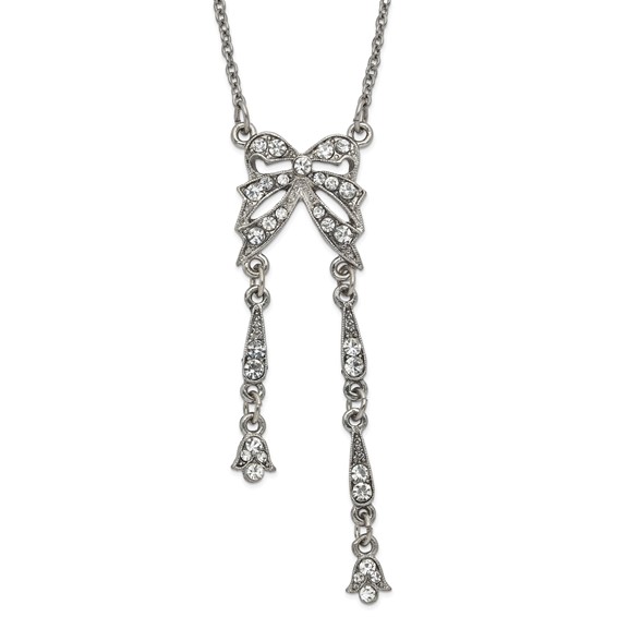 Silver-tone Downton Abbey Crystal Bow Necklace