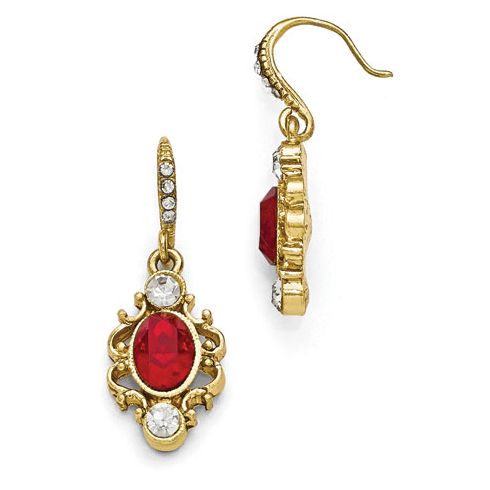 Gold-tone Downton Abbey Red Crystal Dangle Earrings
