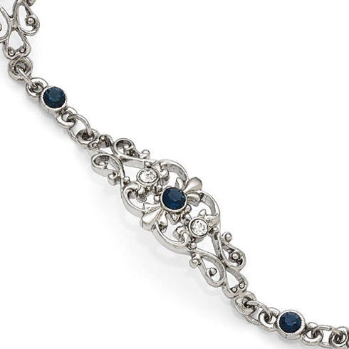 Silver-tone Downton Abbey Blue Crystal 7in Bracelet