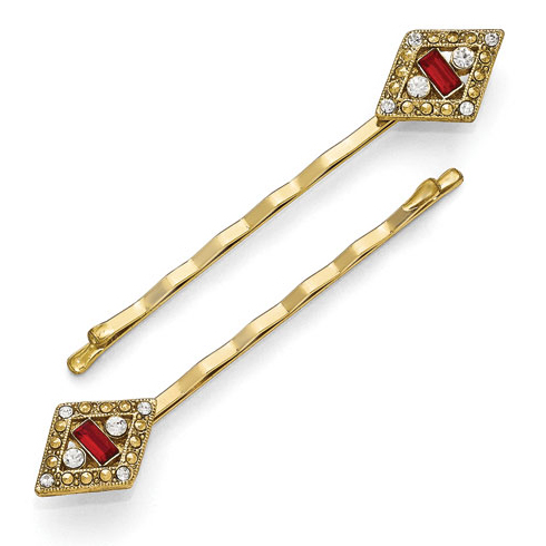 Gold-tone Downton Abbey Red Crystal Set of Hair Pins