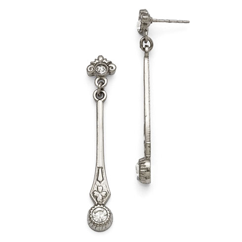 Silver-tone Downton Abbey Slender Crystal Drop Earrings