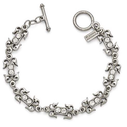 Silver-tone Downton Abbey Fancy Crystal 7 1/2in Toggle Bracelet