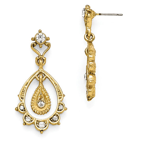 Gold-tone Downton Abbey Glass Scallop Post Earrings