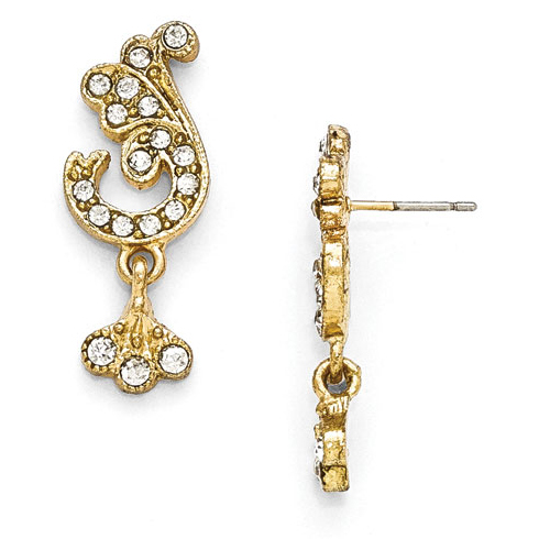 Gold-tone Downton Abbey Glass Crystal Leaf Earrings