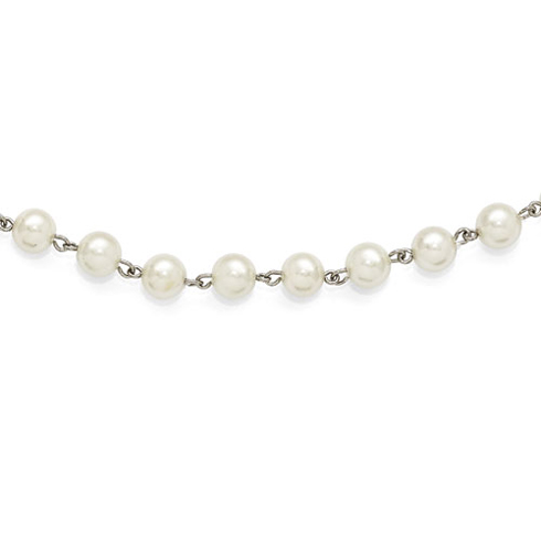 Silver-tone Downton Abbey 36in Necklace with Simulated Pearls