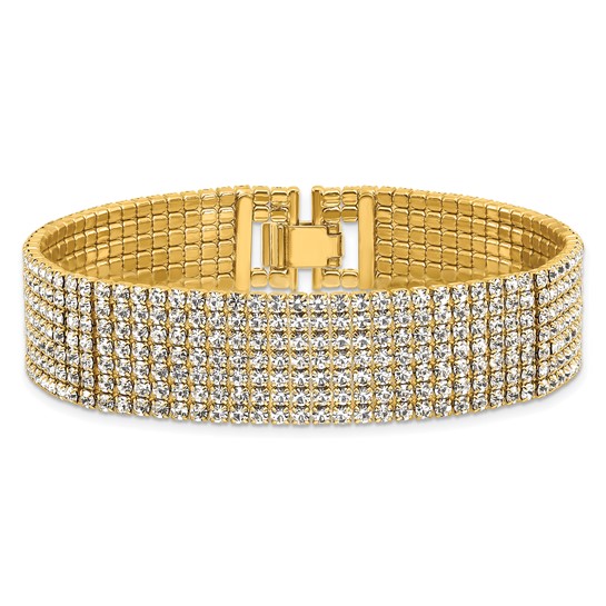 Gold-Tone Mixed Metal Crystal Multi Strand Bracelet