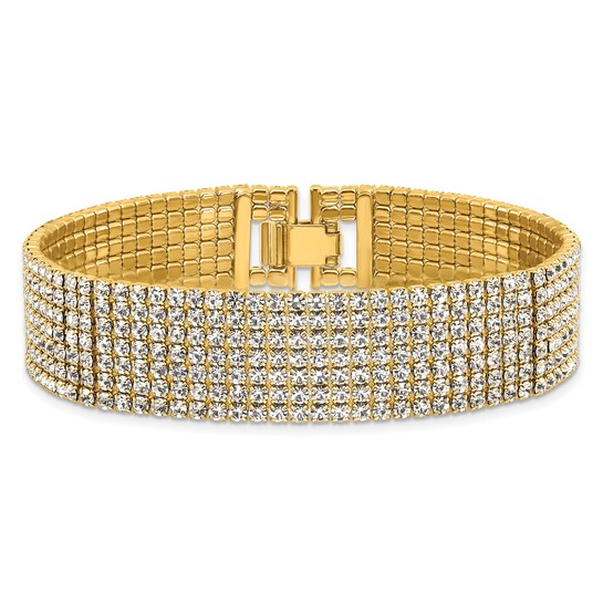 Gold-Tone Mixed Metal Crystal Multi Strand Bracelet