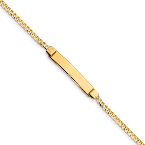 14kt Yellow Gold 6in Curb Link Child ID Bracelet BID45-6