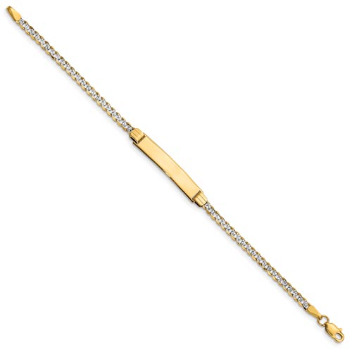 14kt Yellow Gold 6in Pave Curb Link Child ID Bracelet