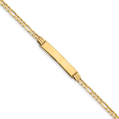 14kt Yellow Gold 6in Figaro Link Child ID Bracelet