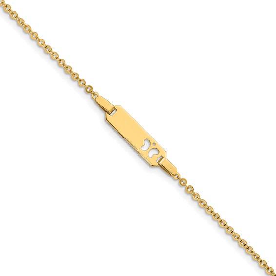 14kt Yellow Gold 6in Child's ID Butterfly Bracelet