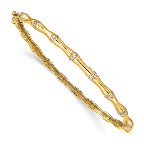14k Yellow Gold 1/4 ct tw Diamond Bambo Bangle Bracelet
