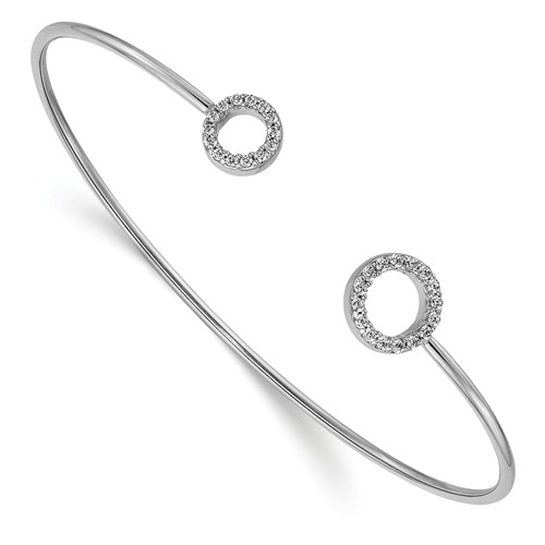14k White Gold 1/4 ct tw Diamond Cuff Bangle Bracelet with Circles