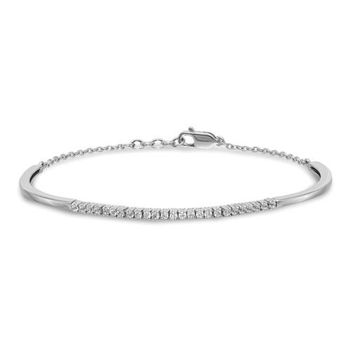 14k White Gold 1/2 ct tw Diamond Bangle Bracelet with Cable Links