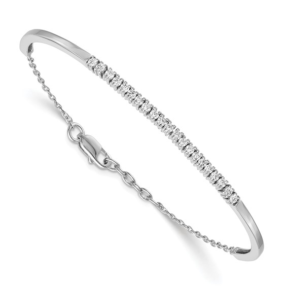 14k White Gold 3/4 ct tw Diamond Tennis Bangle Bracelet