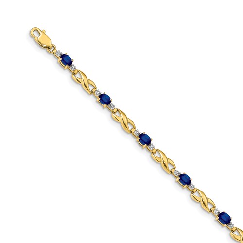 14k Yellow Gold 2.2 ct tw Oval Sapphire Diamond Infinity Bracelet