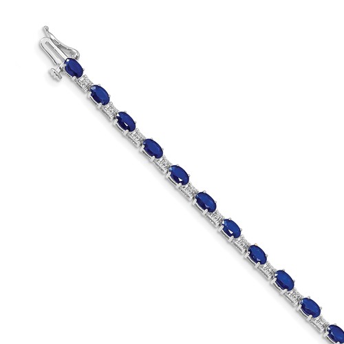 14k Yellow Gold 4.6 ct tw Oval Sapphire Bracelet with Diamonds