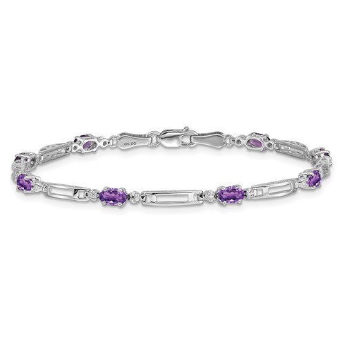 14k White Gold 2.0 ct tw Amethyst Bracelet with Diamond Accents