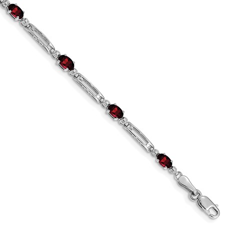 14k White Gold 2.0 ct tw Garnet Bracelet with Diamond Accents
