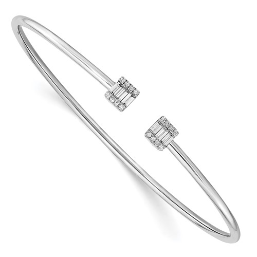 14k White Gold 1/4 ct tw Diamond Baguette Cuff Bangle